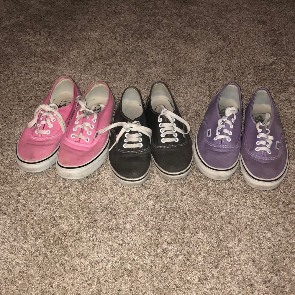 Pink, purple and gray vans ($30 for all 3 pairs)
